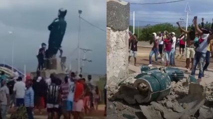   Protestas en Venezuela: Estatuas de Chávez son derribadas por manifestantes 