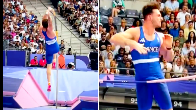 [VIDEO] Por unos centímetros: El viral salto con garrocha en París 2024