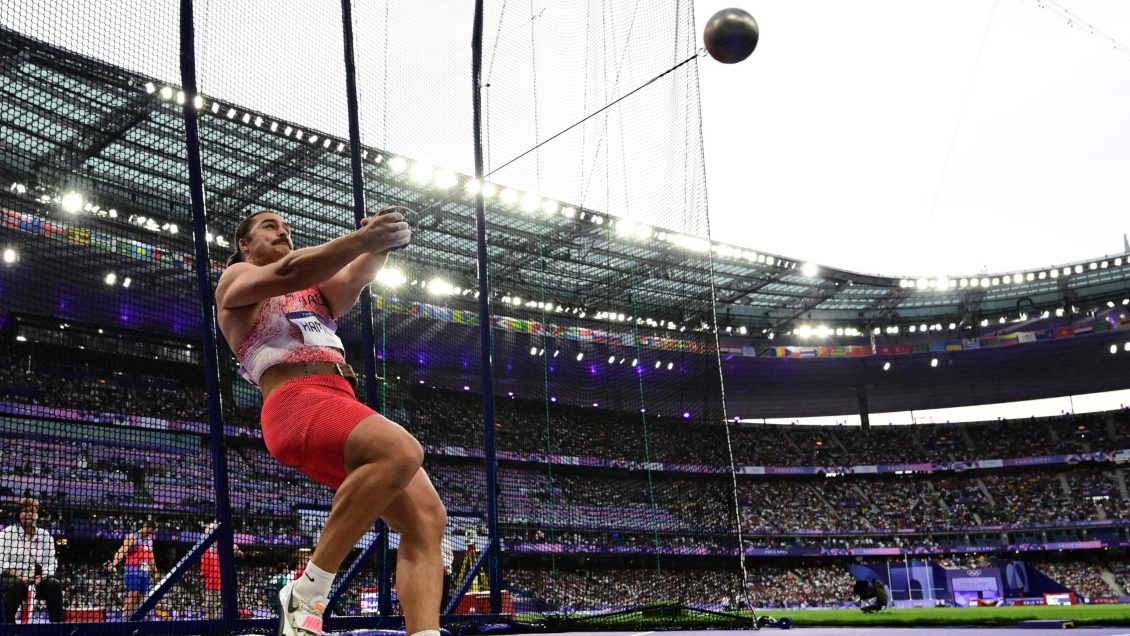 Ethan Katzberg refrendó su título mundial con el oro olímpico en el lanzamiento del martillo