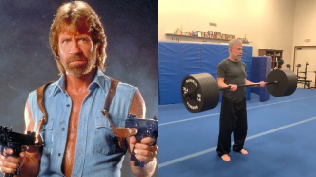 El mítico Chuck Norris sorprendió en redes levantando casi 250 kilos