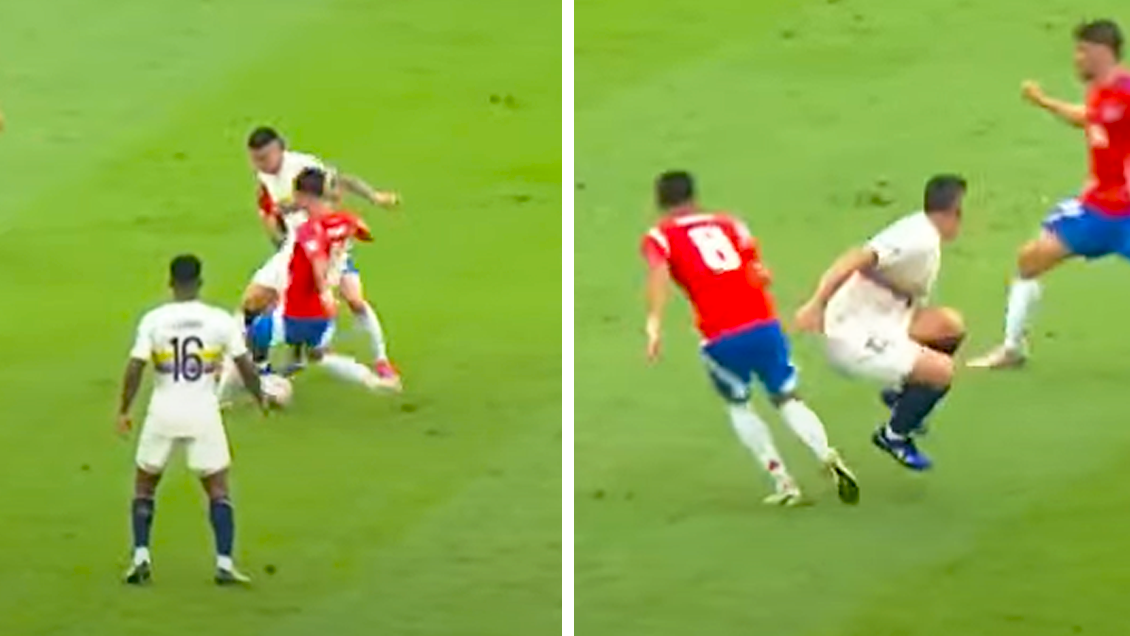 [VIDEO] La patada de Darío Osorio tras el túnel de James Rodríguez en el cruce entre Chile y Colombia