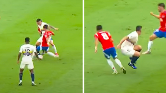 [VIDEO] La patada de Darío Osorio tras el túnel de James Rodríguez en el cruce entre Chile y Colombia