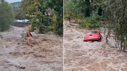   Vehículo es arrastrado por fuertes corrientes en Francia 