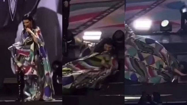 Laura Pausini sufrió estrepitosa caída en pleno show en Milan