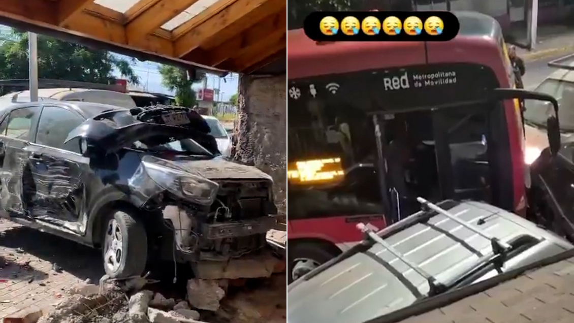 Micro chocó contra tres vehículos y la reja de una casa en La Pintana