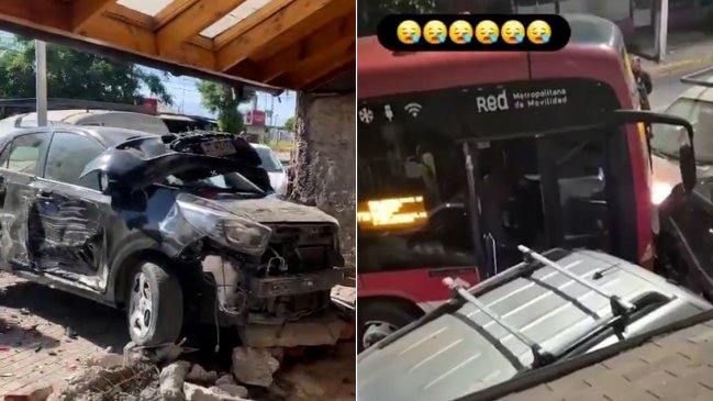 Micro chocó contra tres vehículos y la reja de una casa en La Pintana