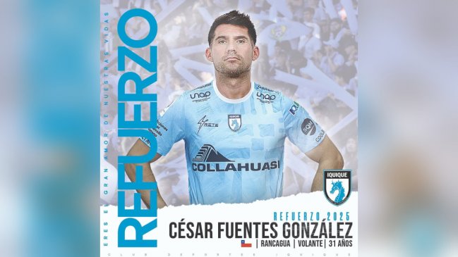Deportes Iquique anunció a César Fuentes como nuevo refuerzo