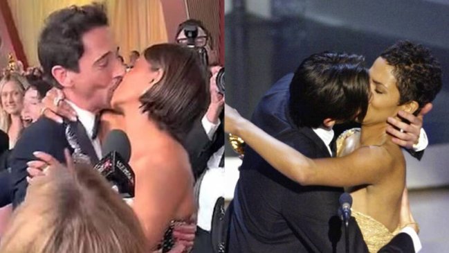 Halle Berry y Adrien Brody recrearon histórico beso en la alfombra roja de los Oscar 2025