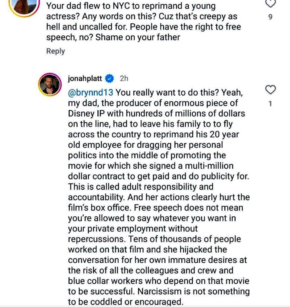 Jonah Platt, hijo del productor Marc Platt, responzabiliza a Rachel Zegler del fracaso de "Blanca Nieves