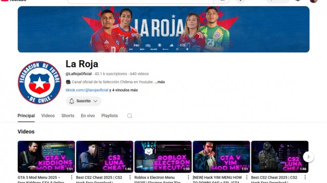 La Roja también sufre fuera de la cancha: Ahora hackearon su cuenta en Youtube
