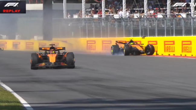 [VIDEO] Increíble: Norris chocó a Piastri y quedó fuera sobre el final del GP de Canadá