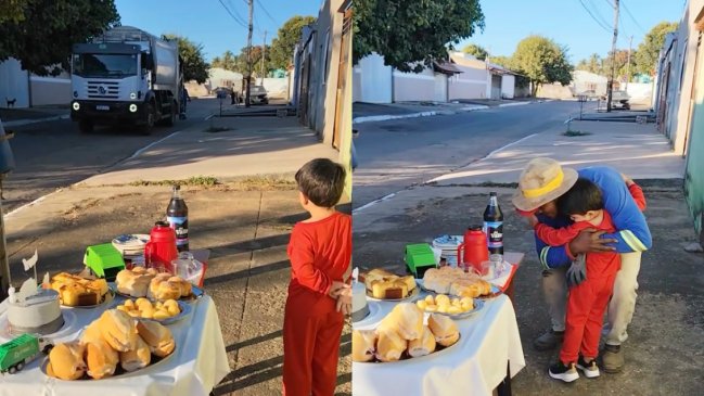 Tierno niño celebró su cumpleaños con recolectores de basura en Brasil