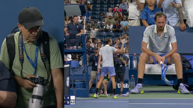 [VIDEO] El show de Medvedev en el US Open: Estalló por un fotógrafo y destrozó su raqueta