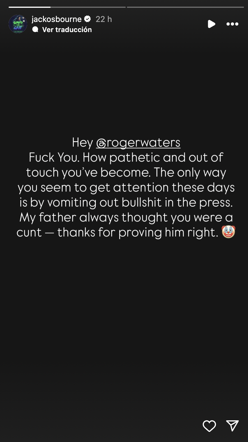 Jack Osbourne respondió a Roger Waters