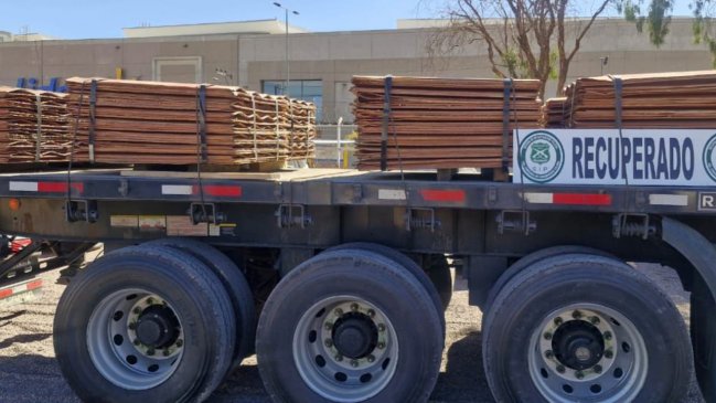 Carabineros recuperó 30 toneladas de cátodos de cobre robados en Calama