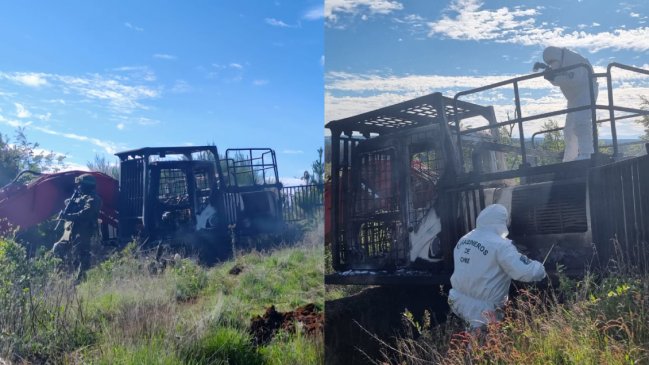 Incendian retroexcavadora de Forestal Arauco en fundo de Ercilla