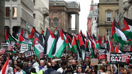  Masivas manifestaciones en Europa en apoyo al pueblo palestino  