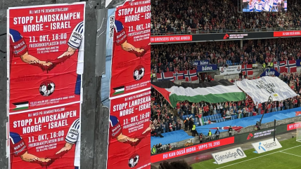   Las protestas se tomaron el partido entre Noruega e Israel por las Clasificatorias 