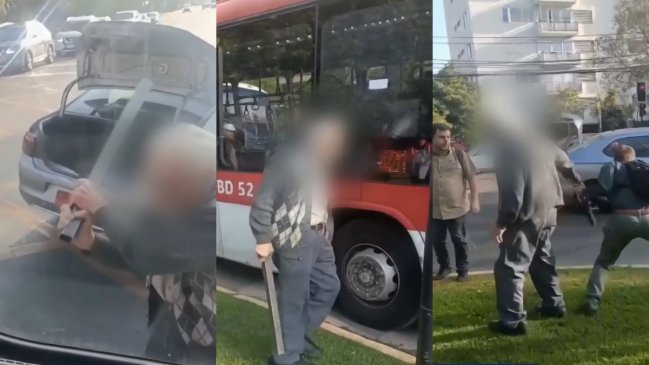 Taxista de 81 años atacó a micro con un fierro tras presunto choque