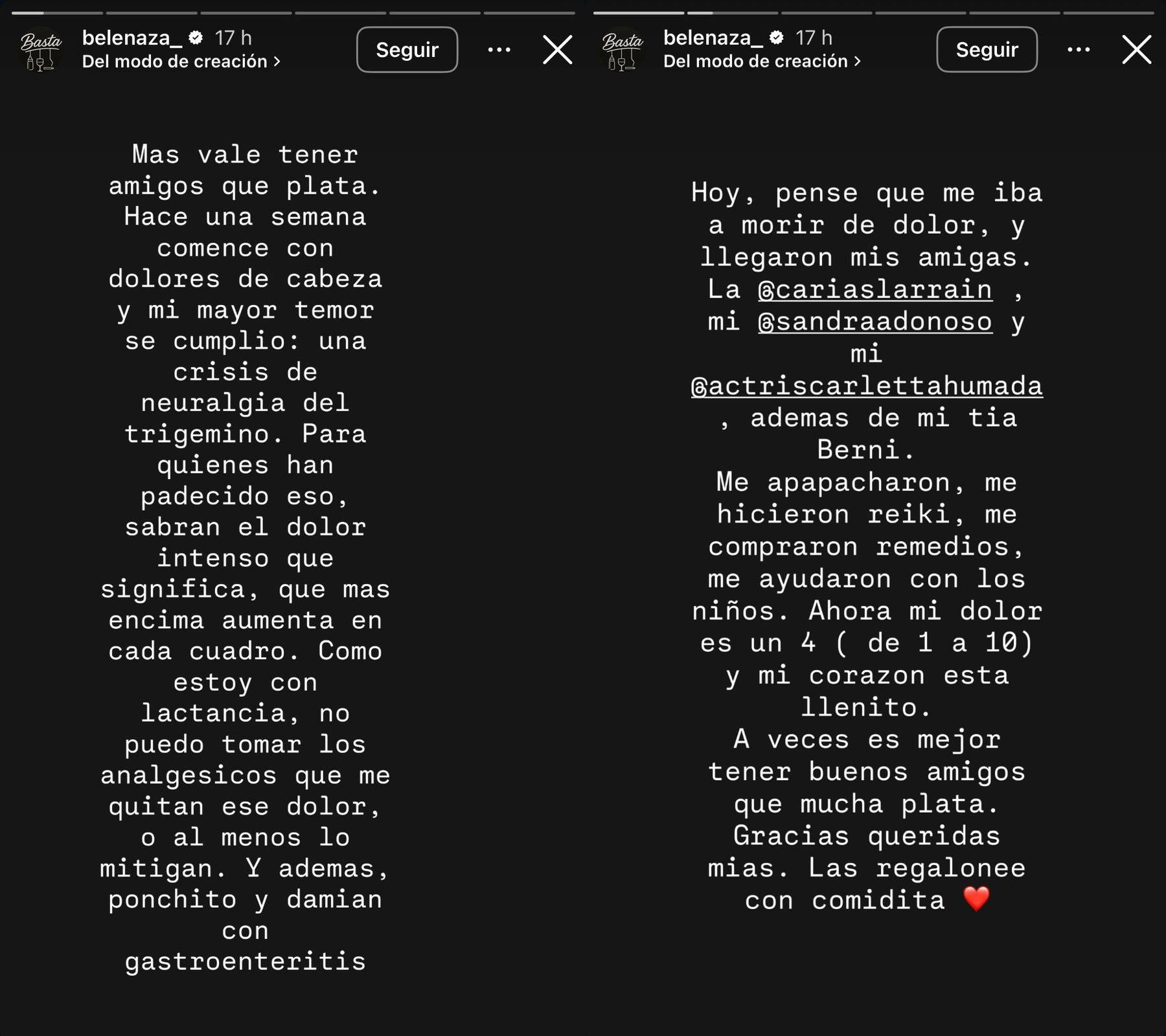 Belén Mora reveló compleja crisis de salud