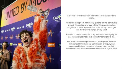 Artista suizo devuelve trofeo de Eurovisión en rechazo a participación israelí