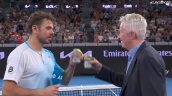 [VIDEO] Con cerveza en mano: Wawrinka recibió su despedida en el Abierto de Australia