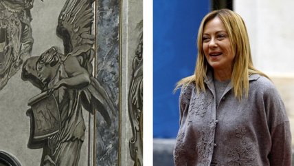 Un ángel con el rostro de Meloni genera debate en Roma
