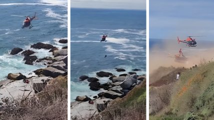 Quintero: Surfistas y helicóptero naval salvaron a persona que cayó en los acantilados