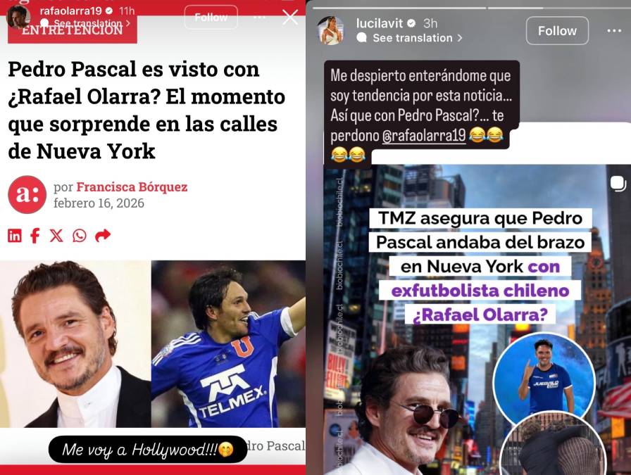 Rafael Olarra y Lucila Vit se rieron de confusión que vinculó al exfutbolista con Pedro Pascal Rafael Olarra y Lucila Vit se rieron de confusión que vinculó al exfutbolista con Pedro Pascal