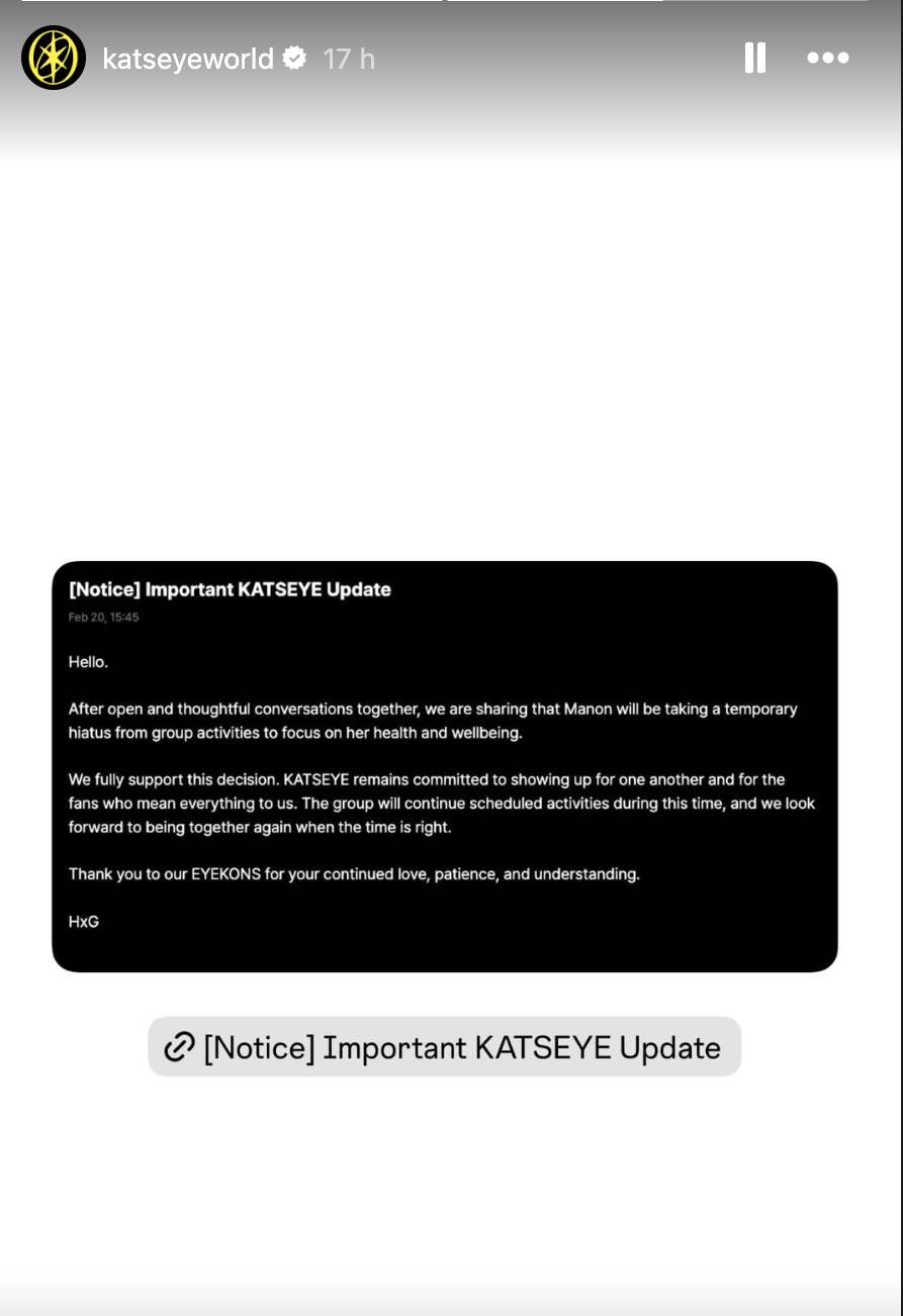 Katseye anuncia el hiatus indefinido de Manon