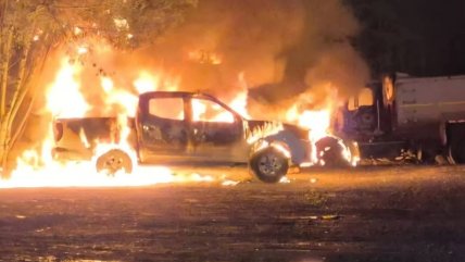 Ataque incendiario en Lautaro: Encapuchados dejaron lienzo por libertad de "presos políticos"