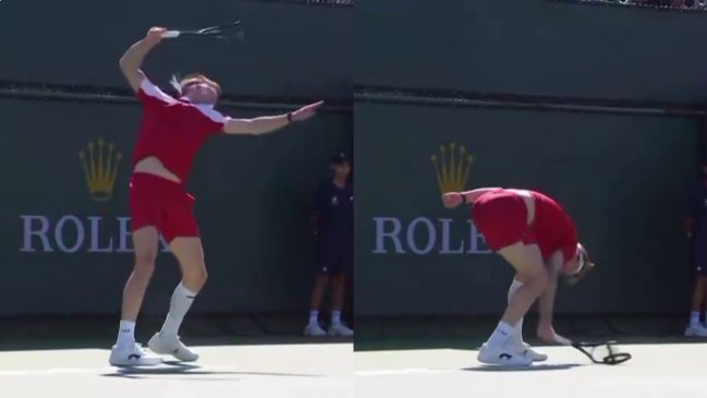 [VIDEO] Bublik se descontroló y destrozó su raqueta en la derrota con Hijikata en Indian Wells