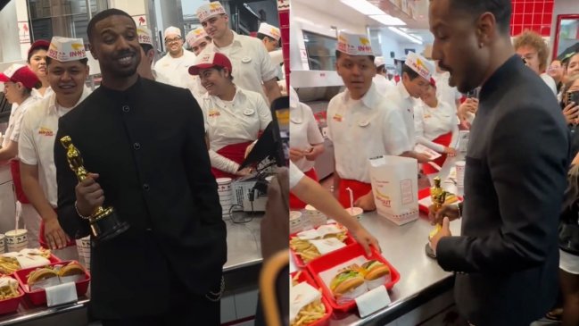 Michael B. Jordan celebró su histórico Oscar en popular local de hamburguesas
