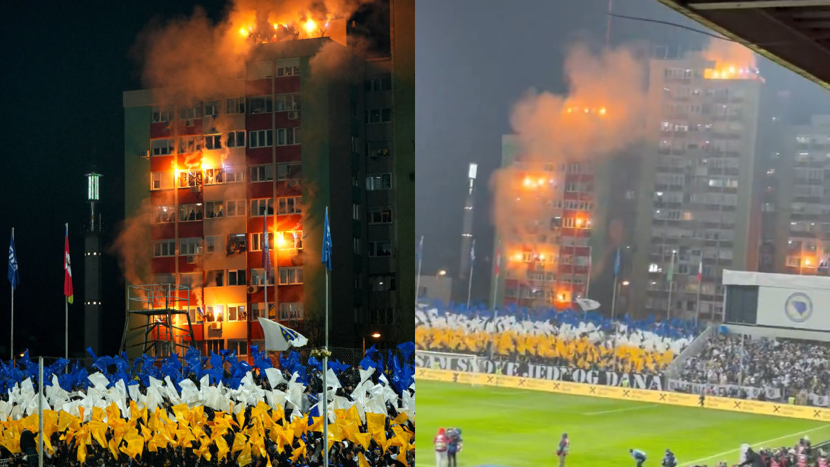 [VIDEO] Bengalas hasta en los balcones: El recibimiento de Bosnia ante Italia en el repechaje