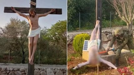   Soldado israelí destruyó a martillazos una estatua de Jesucristo en el Líbano 