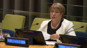 Expresidenta Bachelet expone ante la ONU los lineamientos de su candidatura