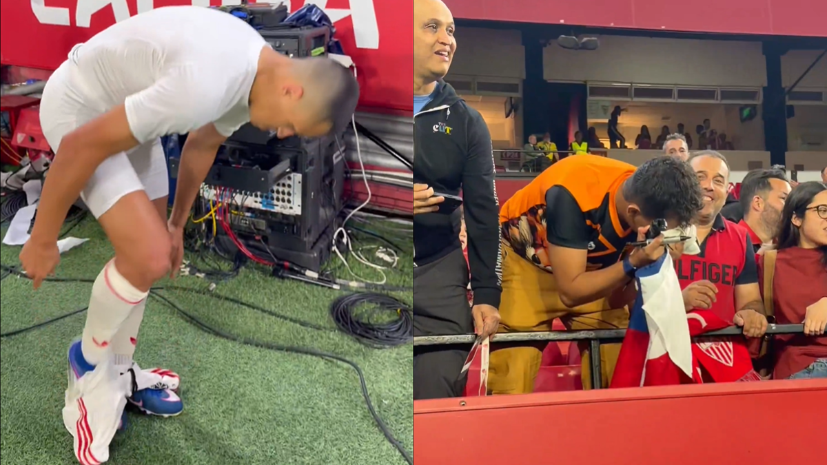 [VIDEO] Alexis Sánchez regaló shorts a hincha de Cobreloa en el "Sánchez Pizjuán"