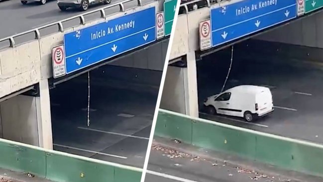 Fierro cayó sobre autopista y provocó daños a varios vehículos en Costanera Norte