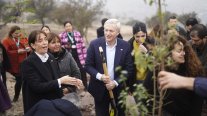 Kast participó en reforestación del Cerro Colorado, en Renca