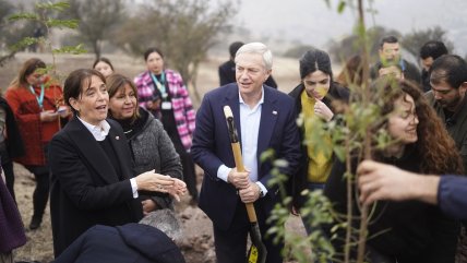 Kast participó en reforestación del Cerro Colorado, en Renca