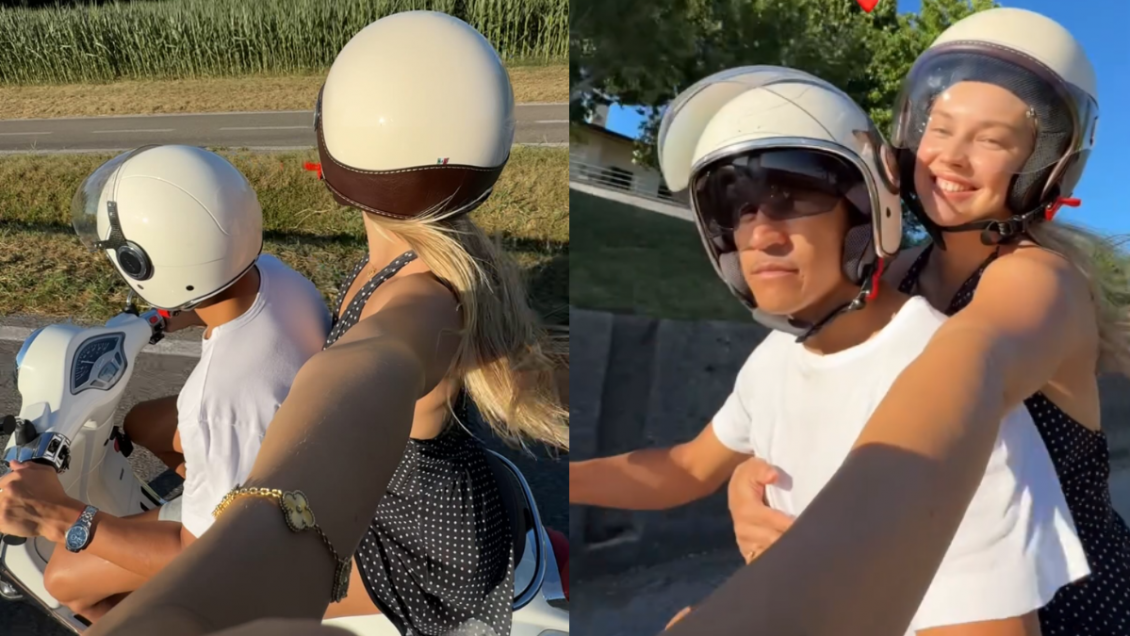 [VIDEO] Alexis Sánchez y Alexandra Litvinova tuvieron romántico paseo en moto por Italia