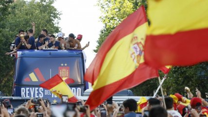 La celebración de la selección española por las calles de Madrid