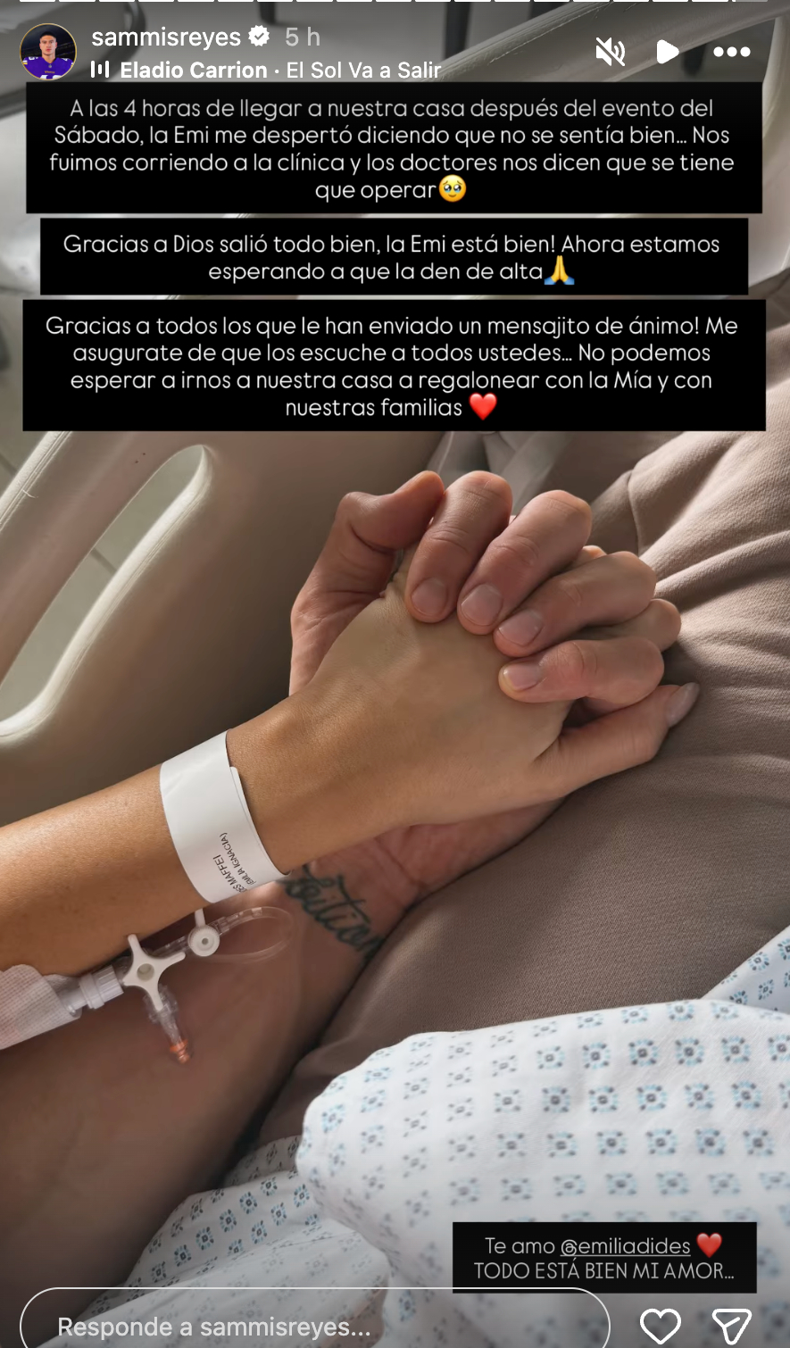 Sammis Reyes entregó detalles sobre el estado de salud de Emilia Dides