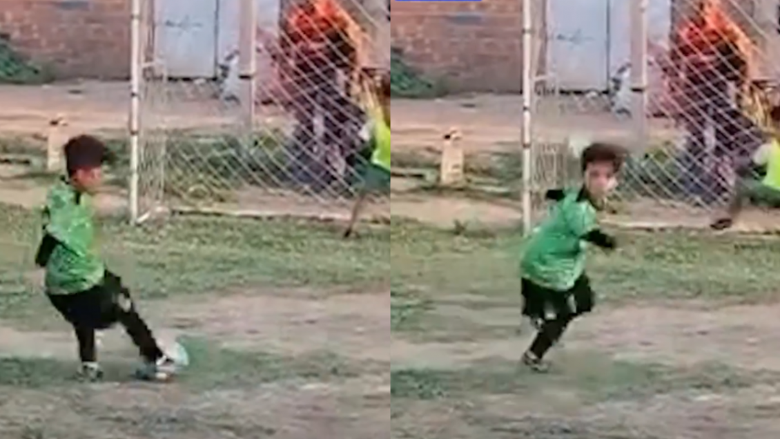 [VIDEO] ¿A lo Ronaldinho? Niño de seis años causó sensación al definir penal sin mirar