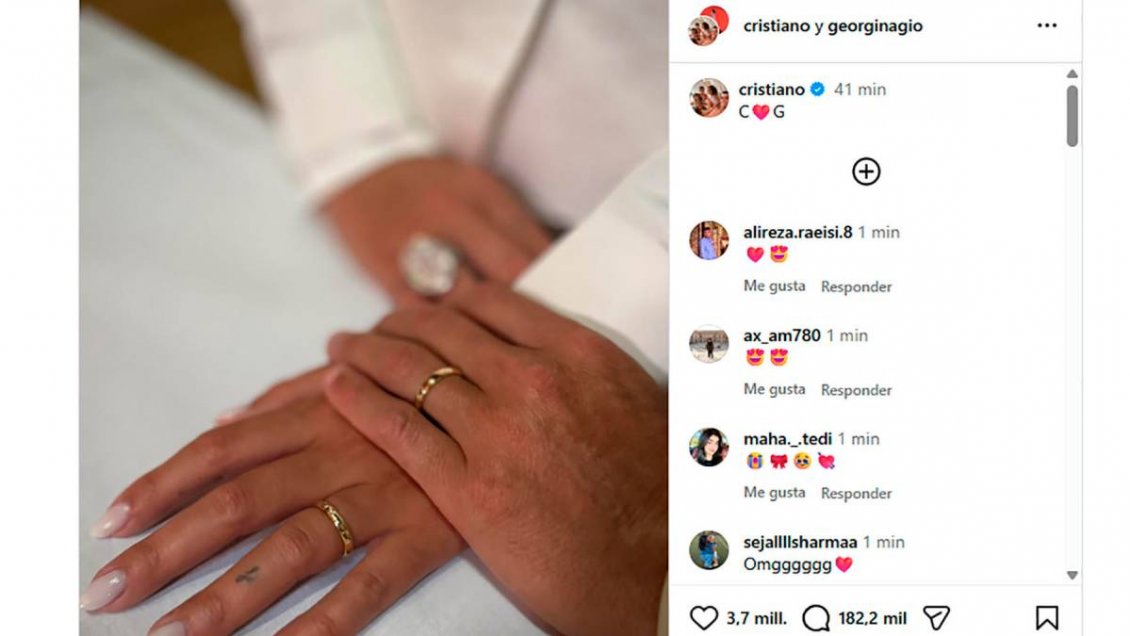 Cristiano Ronaldo y Georgina Rodríguez contrajeron matrimonio