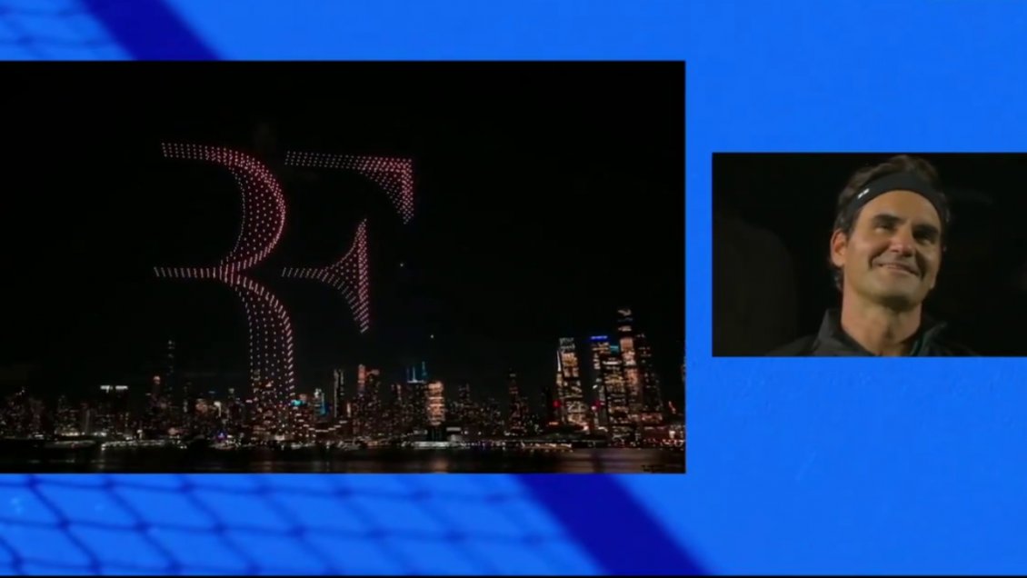 [VIDEO] Federer fue homenajeado con espectacular show de drones en el US Open