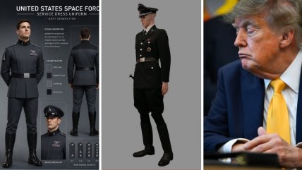 Trump desvela uniforme de Fuerza Espacial y las redes lo comparan con traje nazi