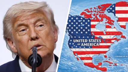 Trump publicó mapa en que la bandera estadounidense cubre México, el Caribe y Canadá