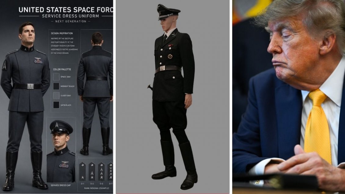 Trump desvela uniforme de Fuerza Espacial y las redes lo comparan con traje nazi