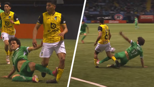   [VIDEO] El brutal planchazo de Favian Loyola a Luis Pavez en el Audax vs. O'Higgins 